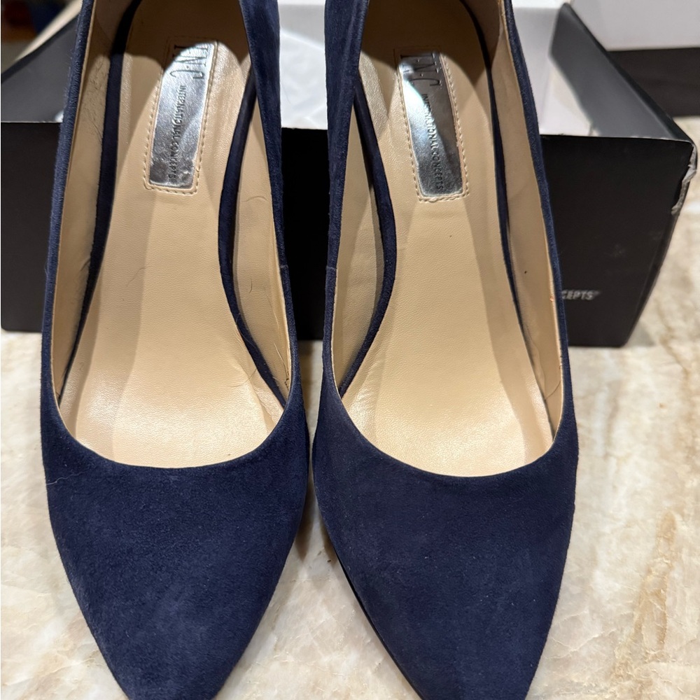 Inc Elegant Suede Navy Blue Women's Pumps